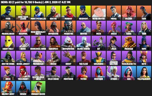 [PC/PSN/XBOX] | 53 skins | Leviathan Axe | OG STW | Fixer | Rose Team Leader | Point Patroller | Kratos | Prodigy | Warpaint | Peter Griffin | Midas | Full Access