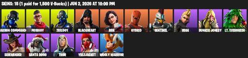 [PC/XBOX] | 15 skins | Carbon Commando | Prodigy | Trilogy | Blackheart | Rox | Hybrid | Sentinel | Vega | Bunker Jonesy | Lt. Evergreen | Sidewinder | Full Access