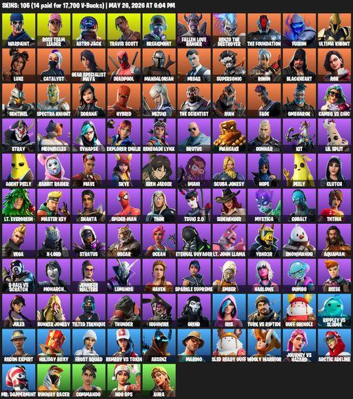 [PC/PSN/XBOX] | 105 skins | 750 V-bucks | OG STW | Travis Scott | Warpaint | Rose Team Leader | Astro Jack | Breakpoint | Fallen Love Ranger | Full Access