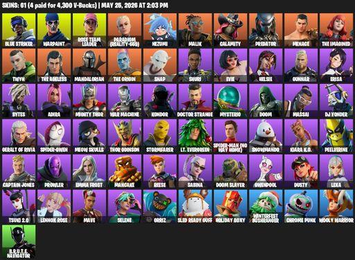 [PC/XBOX] | 61 skins | 900 V-bucks | OG STW | Blue Striker | Warpaint | Rose Team Leader | Paradigm (Reality-659) | Nezumi | Malik | Calamity | Full Access