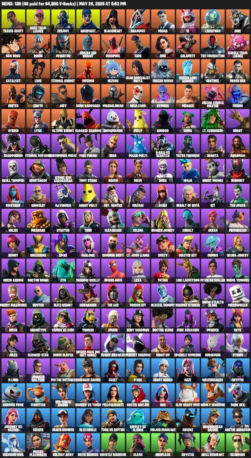 [PC/XBOX] | 180 skins | Leviathan Axe | OG STW | Renegade Raider | Travis Scott | Rose Team Leader | Trilogy | Warpaint | Blackheart | Krampus | Midas | Full Access