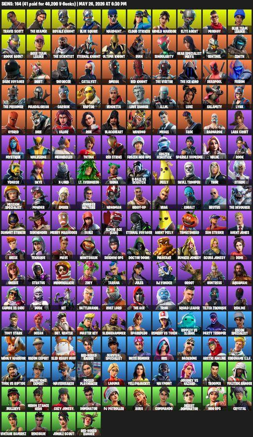 [PC/XBOX] | 164 skins | Take The L | OG STW | Travis Scott | Royale Knight | The Reaper | Elite Agent | Blue Squire | Omega | Lara Croft | Warpaint | Full Access