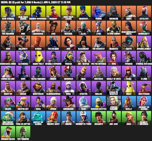 [PC/XBOX] | 82 skins | OG STW | Blue Striker | Blue Team Leader | Carbon Commando | Prodigy | Rose Team Leader | Warpaint | Fusion | Enforcer | Drift | Full Access