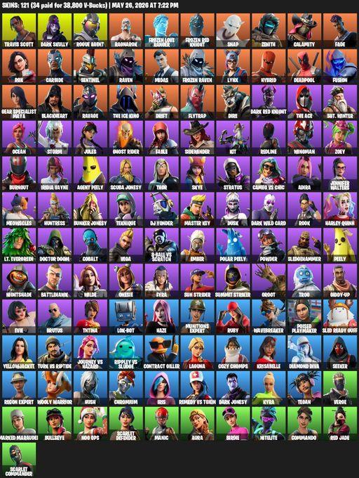 [PC/PSN/XBOX] | 121 skins | Travis Scott | Dark Skully | Rogue Agent | Ragnarok | Frozen Love Ranger | Frozen Red Knight | Snap | Zenith | Calamity | Full Access