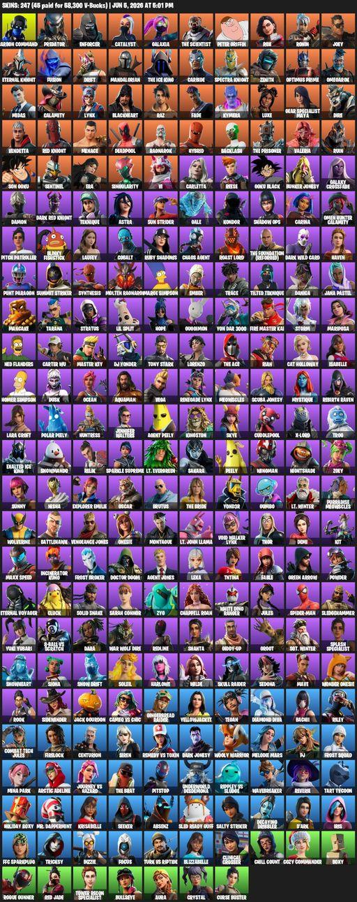 [PC/PSN] | 247 skins | Leviathan Axe | Lara Croft | Carbon Commando | Predator | Enforcer | Catalyst | Galaxia | The Scientist | Peter Griffin | Rox | Full Access