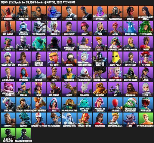 [PC/PSN/XBOX] | 82 skins | Lara Croft | Deadpool | Predator | Joey | Fusion | Midas | Fade | Kymera | Mandalorian | Malice | Gear Specialist Maya | Full Access
