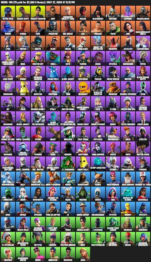 [PC/PSN/XBOX] | 166 skins | Leviathan Axe | Travis Scott | Lara Croft | Astro Jack | Trinity Trooper | Joey | Paradigm (Reality-659) | Malice | Full Access