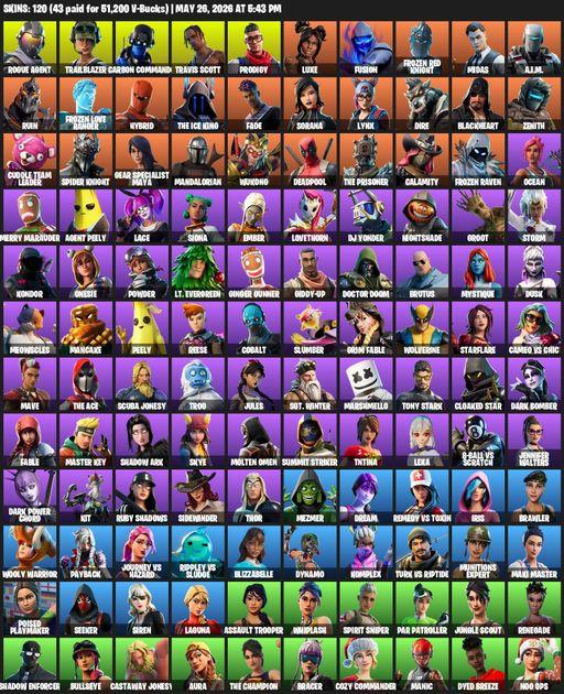 [PC/PSN/XBOX] | 120 skins | 600 V-bucks | Travis Scott | Rogue Agent | Trailblazer | Carbon Commando | Prodigy | Luxe | Fusion | Frozen Red Knight | Full Access