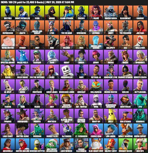 [PC/PSN/XBOX] | 100 skins | IKONIK | Lara Croft | Sultura | Point Patroller | Fixer | Cloud Striker | Trilogy | Valor | Frozen Raven | Blackheart | Full Access