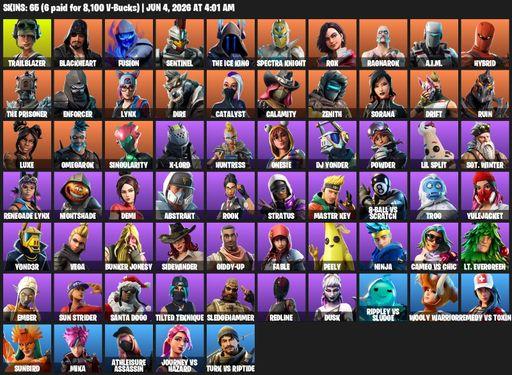 [PC/PSN/XBOX] | 65 skins | 950 V-bucks | Trailblazer | Blackheart | Fusion | Sentinel | The Ice King | Spectra Knight | Rox | Ragnarok | A.I.M. | Full Access