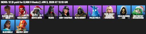 [PC/PSN/XBOX] | 12 skins | 800 V-bucks | Slayer Juice WRLD | Yulejacket | Santa Dogg | Felina | Ruby Shadows | Blitz Knight | Polar Peely | Full Access