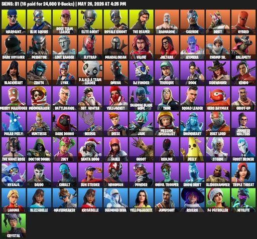 [PC] | 81 skins | 650 V-bucks | Take The L | OG STW | Royale Knight | The Reaper | Elite Agent | Blue Squire | Omega | Warpaint | Rose Team Leader | Full Access