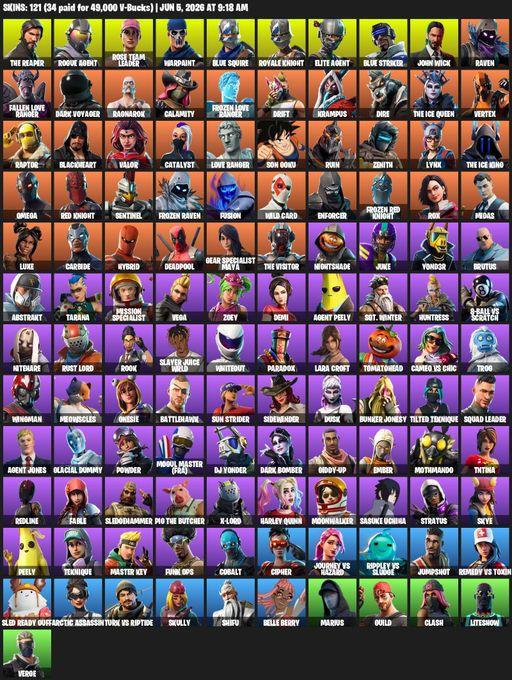 [PC/PSN/XBOX] | 121 skins | Floss | Take The L | OG STW | Royale Knight | The Reaper | Elite Agent | Blue Squire | Omega | Lara Croft | Rogue Agent | Full Access