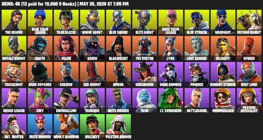 [PC/PSN/XBOX] | 45 skins | Take The L | OG STW | Royale Knight | The Reaper | Elite Agent | Blue Squire | Omega | Blue Team Leader | Trailblazer | Full Access