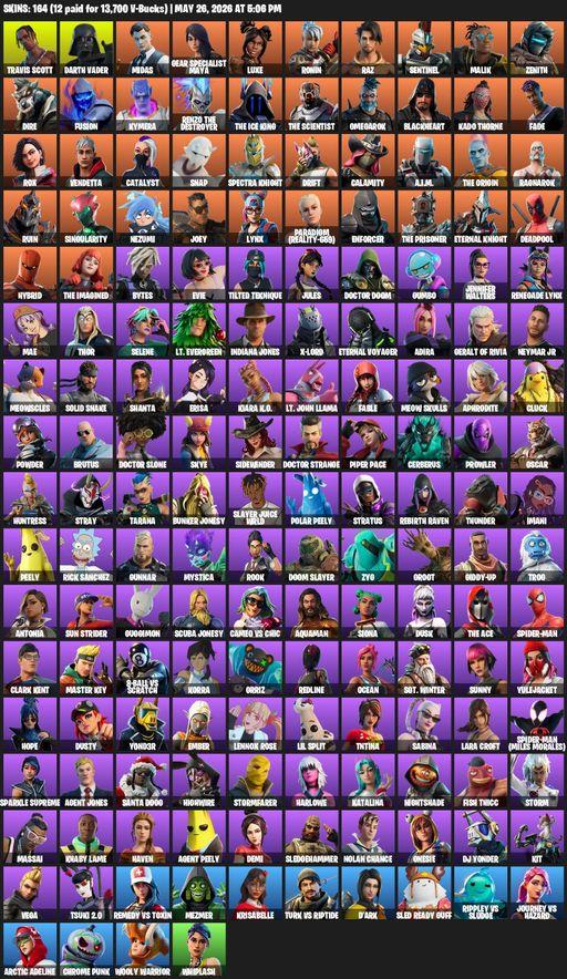 [PC/PSN] | 164 skins | Travis Scott | Lara Croft | Darth Vader | Midas | Gear Specialist Maya | Luxe | Ronin | Raz | Sentinel | Malik | Zenith | Dire | Full Access
