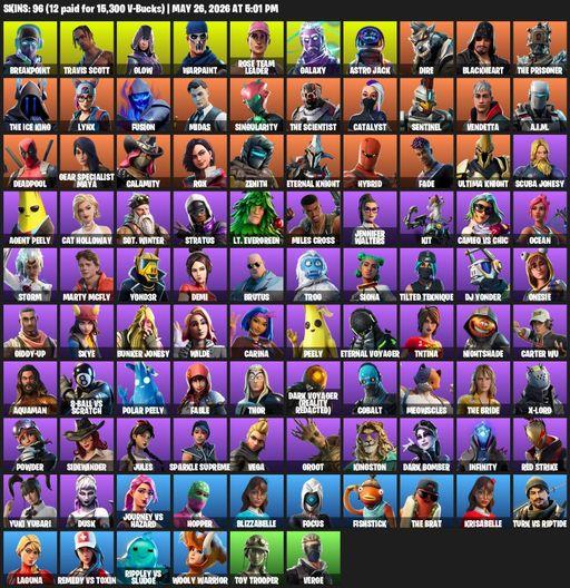 [PC/PSN/XBOX] | 96 skins | OG STW | Travis Scott | Galaxy | Breakpoint | Glow | Warpaint | Rose Team Leader | Astro Jack | Dire | Blackheart | Full Access
