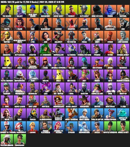 [PC/XBOX] | 102 skins | Take The L | Galaxy | The Reaper | Elite Agent | Omega | Blue Team Leader | Breakpoint | Rogue Agent | Prodigy | Dark Voyager | Full Access