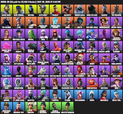 [PC] | 86 skins | Take The L | Elite Agent | Rogue Agent | Blue Striker | Sultura | Prodigy | Calamity | Frozen Raven | Dark Voyager | Carbide | Full Access