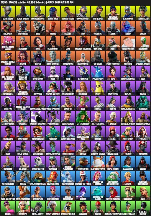 [PC/PSN/XBOX] | 140 skins | Floss | Take The L | Black Knight | Travis Scott | Sparkle Specialist | Royale Knight | The Reaper | Elite Agent | Full Access
