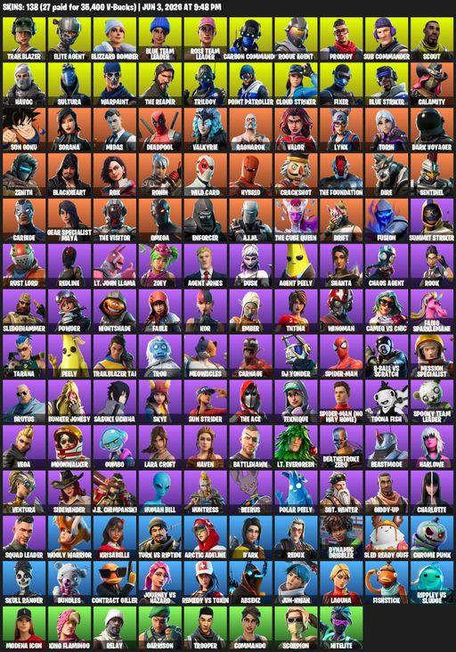 [PC/XBOX] | 138 skins | Take The L | OG STW | The Reaper | Elite Agent | Omega | Lara Croft | Trailblazer | Blizzard Bomber | Blue Team Leader | Full Access
