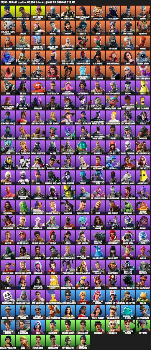 [PC/PSN/XBOX] | 226 skins | OG STW | Travis Scott | Omega | Warpaint | Rose Team Leader | A.I.M. | Ultima Knight | Gear Specialist Maya | Crackshot | Full Access