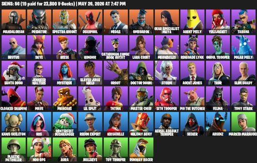 [PC/PSN/XBOX] | 56 skins | Leviathan Axe | Aerial Assault Trooper | Lara Croft | Mandalorian | Predator | Spectra Knight | Deadpool | Midas | Omegarok | Full Access