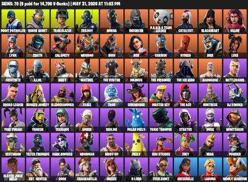 [PC/XBOX] | 70 skins | Omega | Point Patroller | Rogue Agent | Trailblazer | Trilogy | Enforcer | P.A.N.D.A Team Leader | Catalyst | Blackheart | Full Access