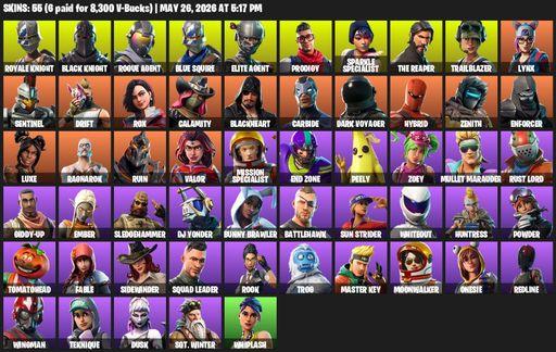 [PC/PSN/XBOX] | 55 skins | Take The L | Floss | Black Knight | Sparkle Specialist | Royale Knight | The Reaper | Elite Agent | Blue Squire | Full Access