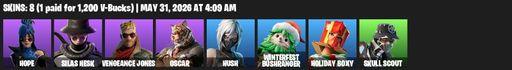 [PC/PSN/XBOX] | 8 skins | Hope | Silas Hesk | Vengeance Jones | Oscar | Hush | Winterfest Bushranger | Holiday Boxy | Skull Scout | Stun Knife | Full Access