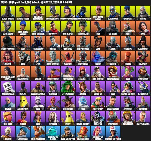[PC/XBOX] | 88 skins | 2300 V-bucks | Take The L | Floss | OG STW | Black Knight | Travis Scott | Sparkle Specialist | Royale Knight | The Reaper | Full Access