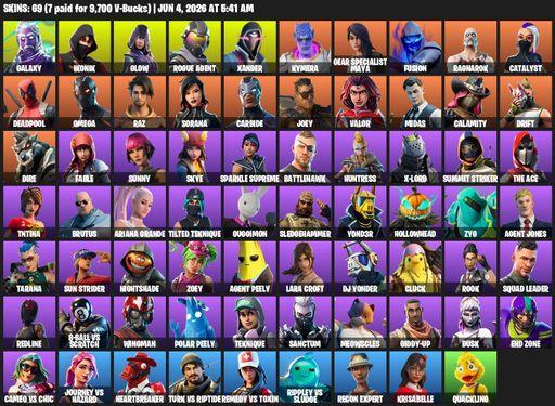 [PC] | 69 skins | IKONIK | Galaxy | Omega | Lara Croft | Glow | Rogue Agent | Xander | Kymera | Gear Specialist Maya | Fusion | Ragnarok | Catalyst | Full Access