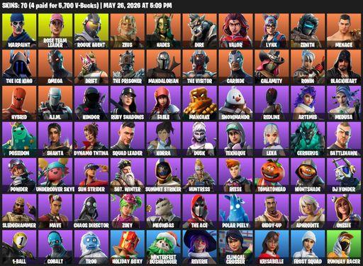 [PC/PSN/XBOX] | 70 skins | 900 V-bucks | OG STW | Omega | Reaper Axe | Warpaint | Rose Team Leader | Rogue Agent | Zeus | Hades | Dire | Valor | Lynx | Full Access