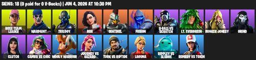 [PC/PSN/XBOX] | 18 skins | OG STW | Rose Team Leader | Warpaint | Trilogy | Rox | Sentinel | Fusion | 8-Ball vs Scratch | Lt. Evergreen | Full Access