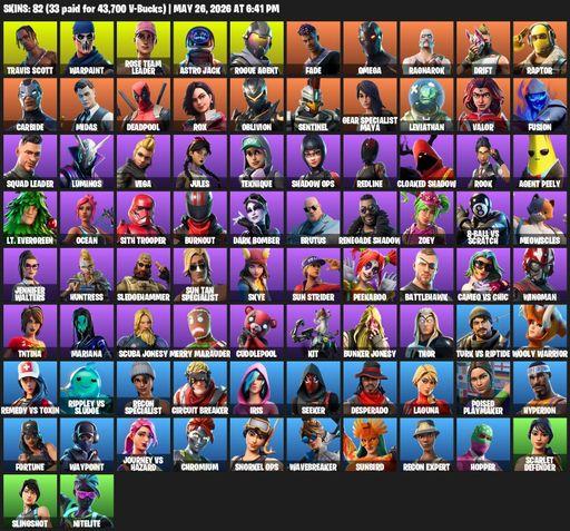 [PC/PSN/XBOX] | 82 skins | OG STW | Travis Scott | Omega | Warpaint | Rose Team Leader | Astro Jack | Rogue Agent | Fade | Ragnarok | Drift | Raptor | Full Access