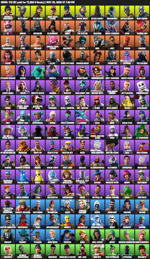 [PC/PSN/XBOX] | 170 skins | Floss | Take The L | OG STW | Black Knight | Sparkle Specialist | Royale Knight | The Reaper | Elite Agent | Blue Squire | Full Access