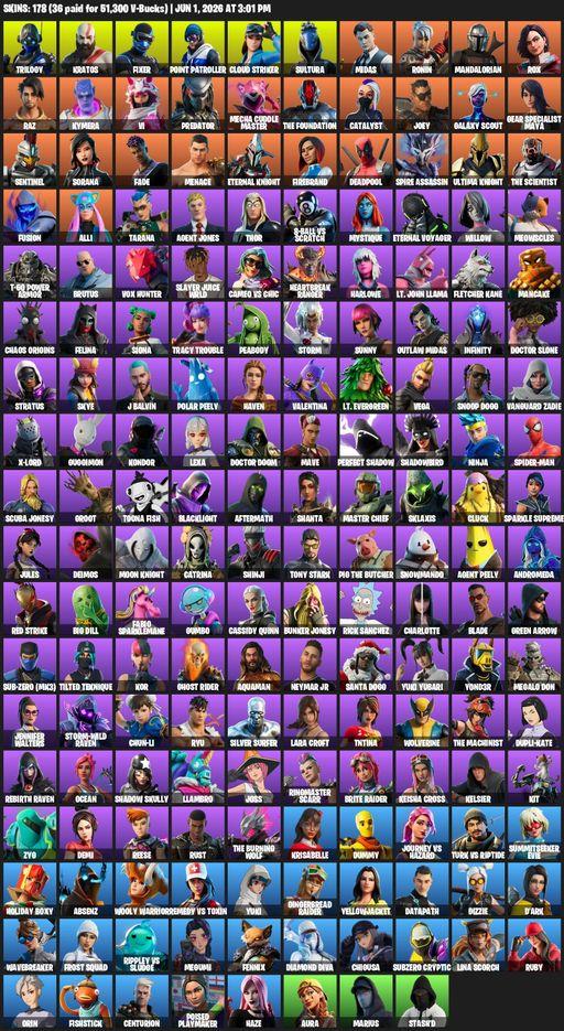 [PC/XBOX] | 178 skins | Leviathan Axe | Lara Croft | Trilogy | Kratos | Fixer | Point Patroller | Cloud Striker | Sultura | Midas | Ronin | Full Access