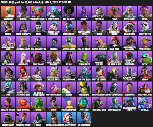 [PC/PSN] | 76 skins | Renegade Raider | Backlash | Danica | Undercover Skye | Reboot Man | LBC '93 Dogg | Augury | Meowdas | Polus | Emma Frost | Full Access