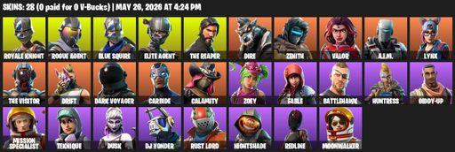 [PC/PSN] | 28 skins | Take The L | Royale Knight | The Reaper | Elite Agent | Blue Squire | Rogue Agent | Dire | Zenith | Valor | A.I.M. | Lynx | Full Access