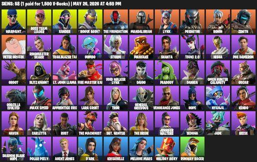 [PC/PSN] | 58 skins | OG STW | Lara Croft | Warpaint | Rose Team Leader | Xander | Rogue Agent | The Foundation | Mandalorian | Lynx | Predator | Full Access