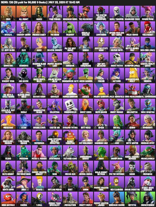 [PC/XBOX] | 130 skins | Renegade Raider | Zeus | All Might | Hades | Yuki Yubari | Renegade Rebel | The Machinist | The Visitor (Reality Unknown) | Full Access