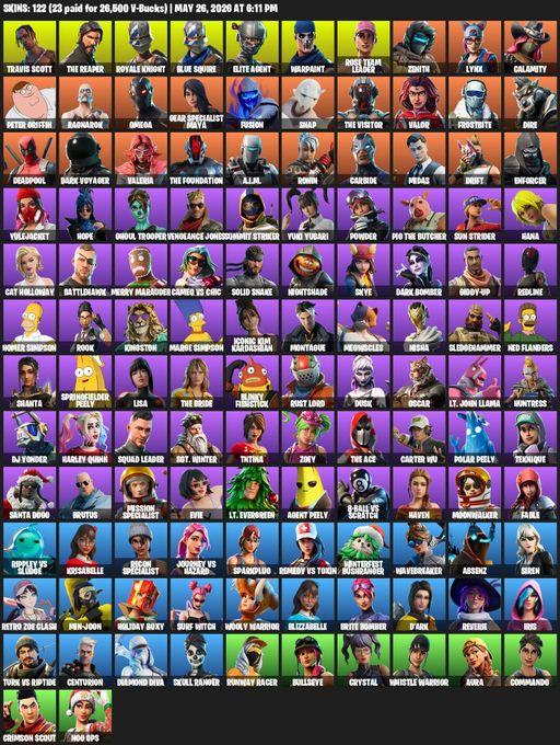 [PC/XBOX] | 122 skins | Take The L | OG STW | Travis Scott | Royale Knight | The Reaper | Elite Agent | Blue Squire | Omega | Warpaint | Full Access