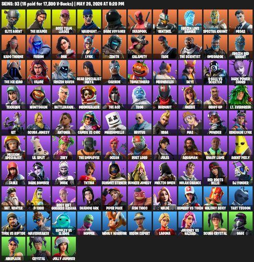 [PC/PSN/XBOX] | 93 skins | Take The L | OG STW | The Reaper | Elite Agent | Rose Team Leader | Warpaint | Dark Voyager | Deadpool | Sentinel | Full Access