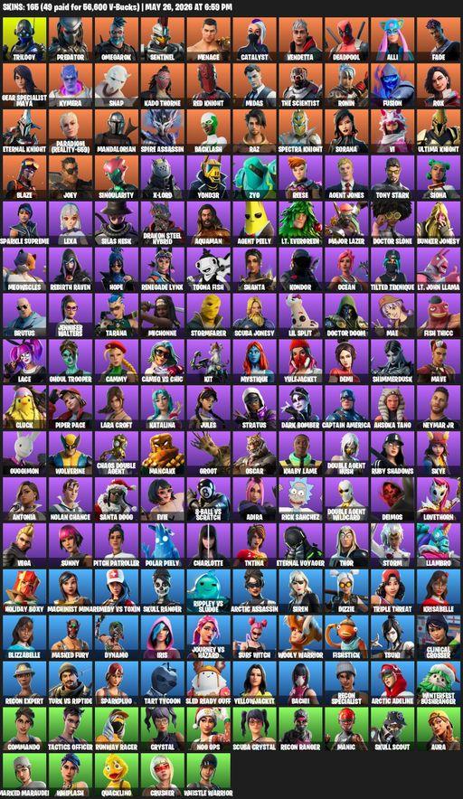 [PC] | 165 skins | Leviathan Axe | Merry Mint Axe | Lara Croft | Trilogy | Predator | Omegarok | Sentinel | Menace | Catalyst | Vendetta | Deadpool | Full Access