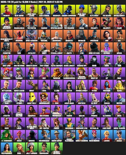 [PC/XBOX] | 115 skins | 550 V-bucks | Take The L | Floss | OG STW | Sparkle Specialist | Royale Knight | The Reaper | Elite Agent | Blue Squire | Full Access