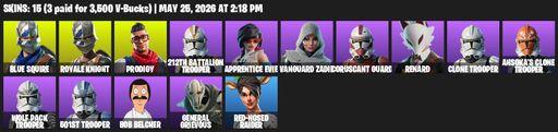 [PC/XBOX] | 15 skins | 900 V-bucks | Floss | Royale Knight | Blue Squire | Prodigy | 212th Battalion Trooper | Apprentice Evie | Vanguard Zadie | Full Access