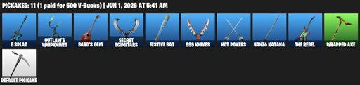 [PC/XBOX] | 2 skins | Slayer Juice WRLD | Yuki Yubari | B Splat | Outlaw's Whipknives | Bard's Gem | Secret Scimitars | Festive Bat | 999 Knives | Full Access