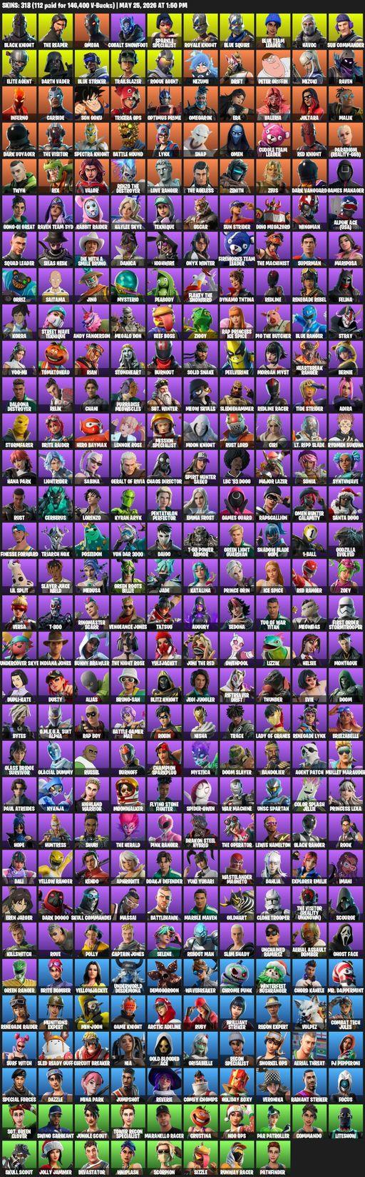 [PC/PSN/XBOX] | 318 skins | Floss | Take The L | Renegade Raider | Black Knight | Sparkle Specialist | Royale Knight | The Reaper | Elite Agent | Full Access