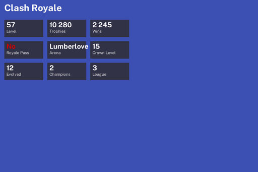 [KT15] | Level 57 | 10280 Trophies | Lumberlove Cabin | 2245 Wins | 12 Evol. | 2 Champ. | BS Lv.63 | Full Access