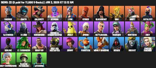 [PC/PSN] | 33 skins | Carbide | Zenith | Calamity | Kymera | Lynx | Hybrid | Blackheart | Oro | Drift | Catalyst | DJ Yonder | X-Lord | Sidewinder | Full Access