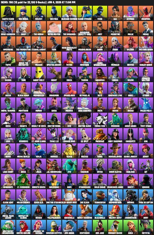 [PC] | 150 skins | Lara Croft | Darth Vader | Neo Versa | Trilogy | Sultura | Blizzard Bomber | Cloud Striker | Fixer | Raz | Kymera | Deadpool | Full Access